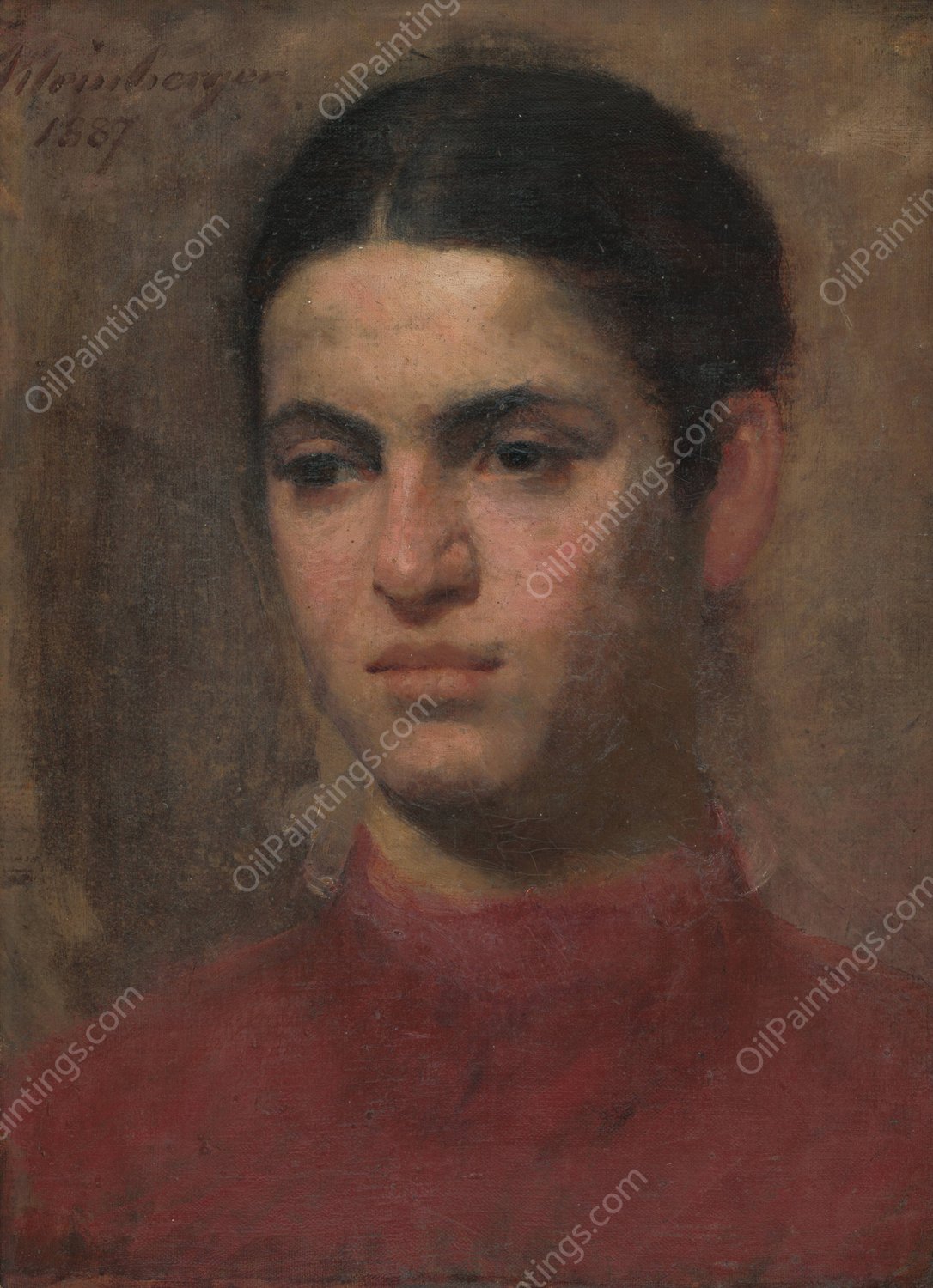 Girl's head  by Ferdinand Katona - Hand-Painted Oil Painting Reproduction