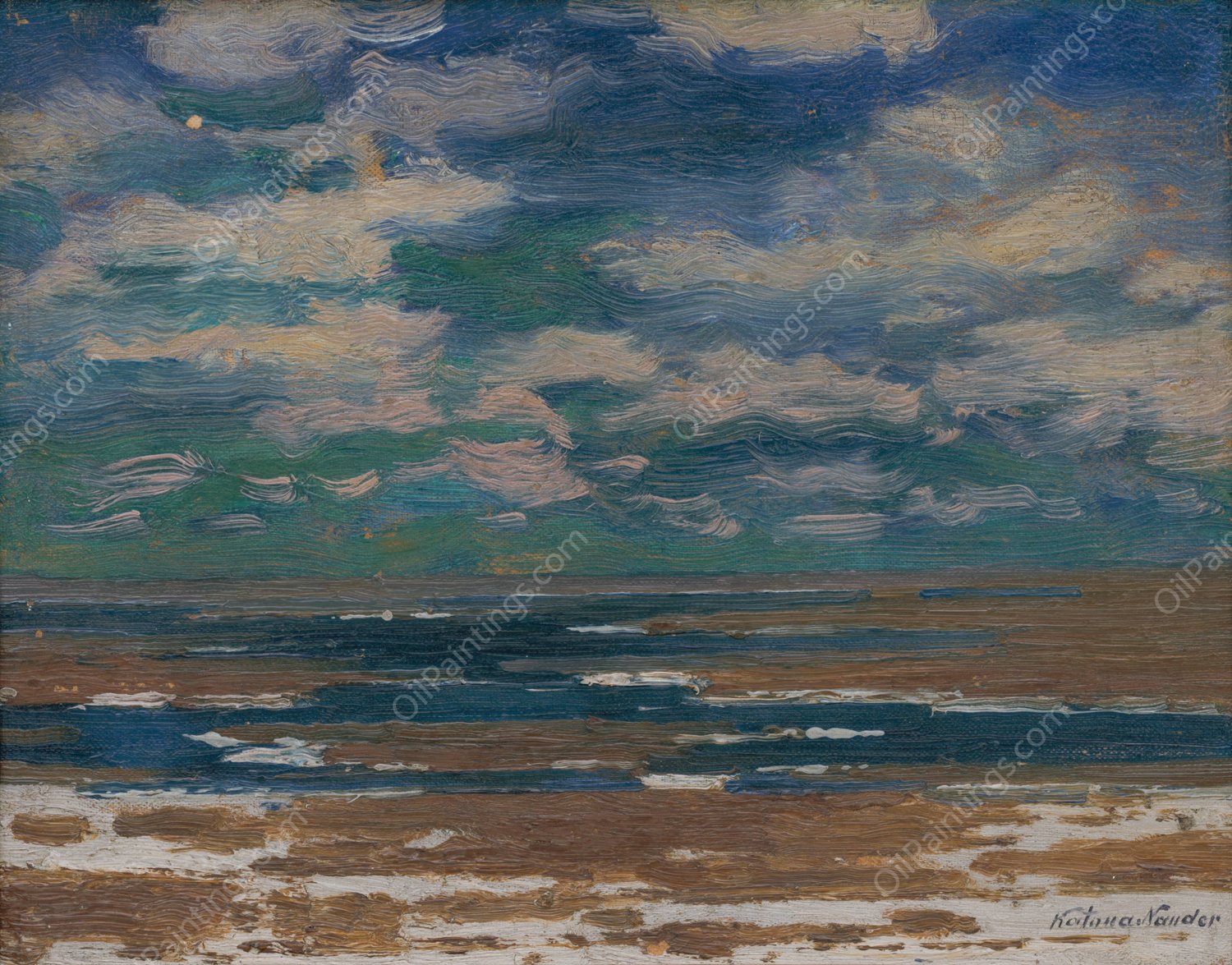 Landscape with Spring Clouds  by Ferdinand Katona - Hand-Painted Oil Painting Reproduction