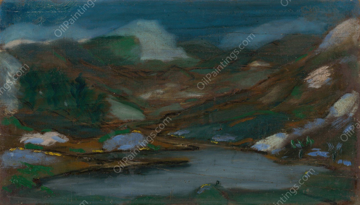 Mountain Landscape  by Ferdinand Katona - Hand-Painted Oil Painting Reproduction