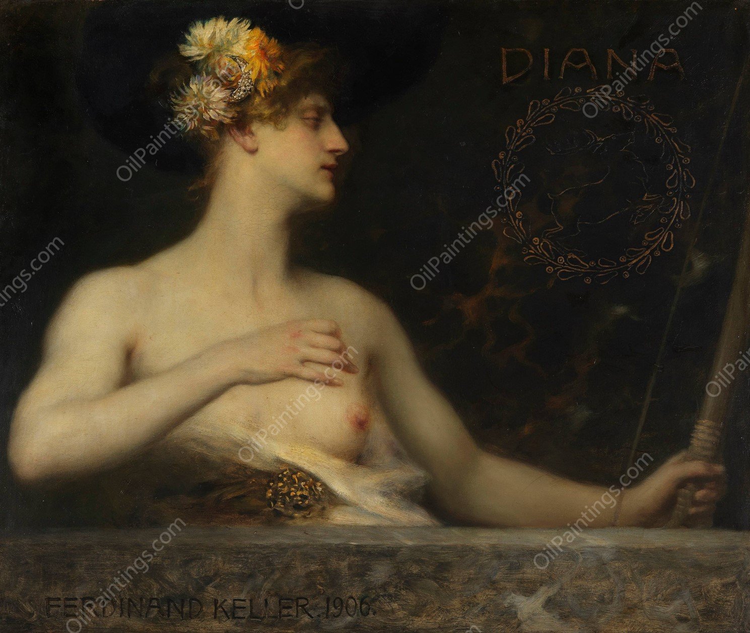 Diana  by Ferdinand Keller - Hand-Painted Oil Painting Reproduction