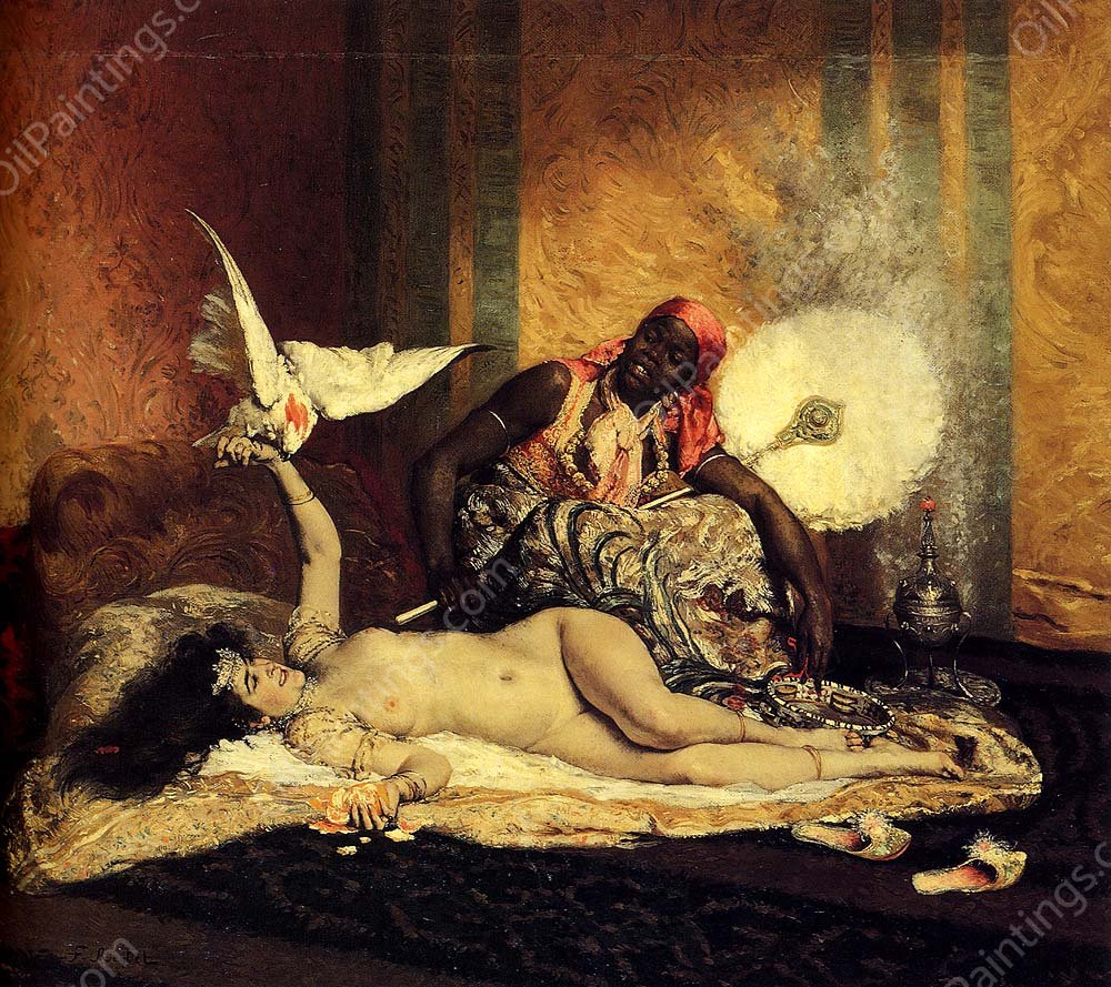 Odalisque La Sultane by Ferdinand Roybet - Hand-Painted Oil Painting Reproduction