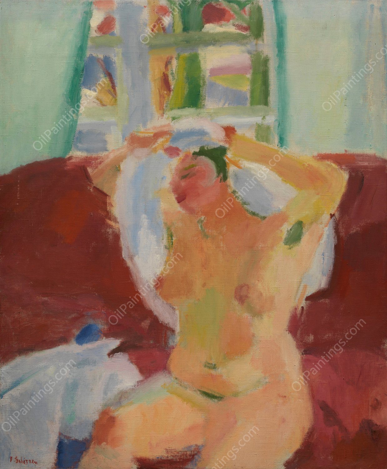 Nude by Ferdinand Schirren - Hand-Painted Oil Painting Reproduction