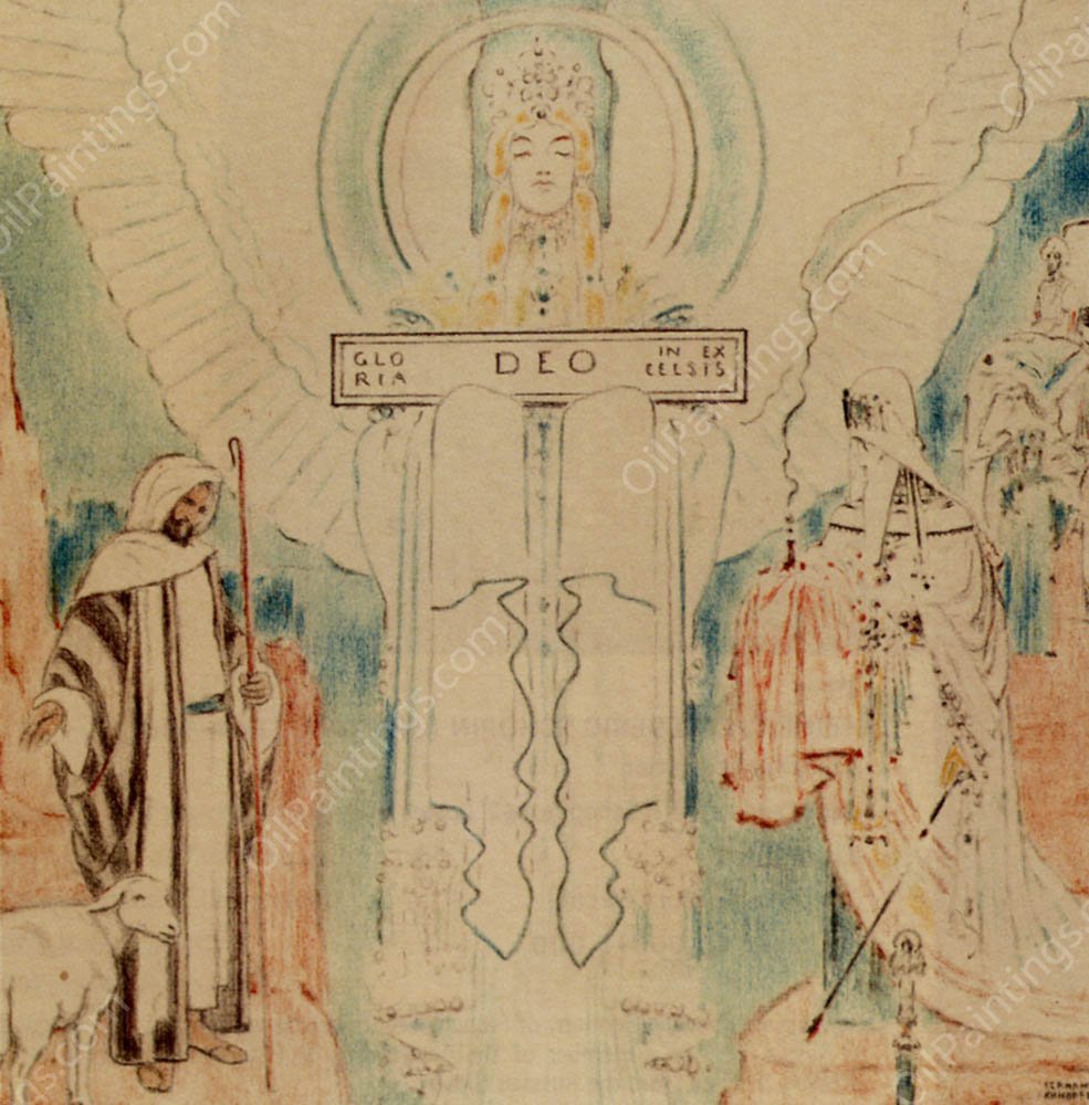 L'Ange de Noel by Fernand Khnopff - Hand-Painted Oil Painting Reproduction