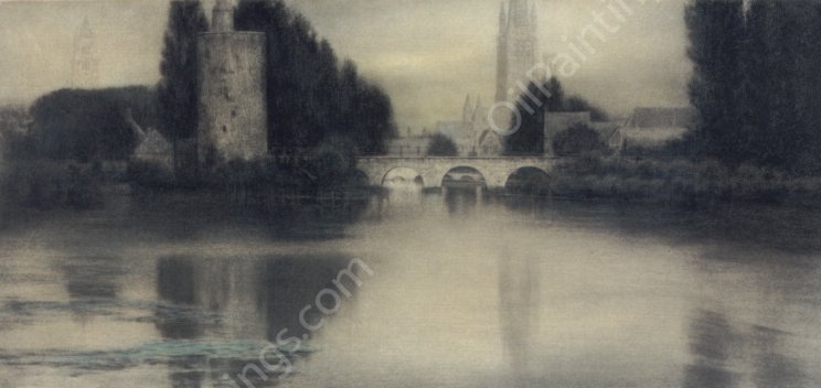 Le Lac D'Amour, Bruges by Fernand Khnopff - Hand-Painted Oil Painting Reproduction