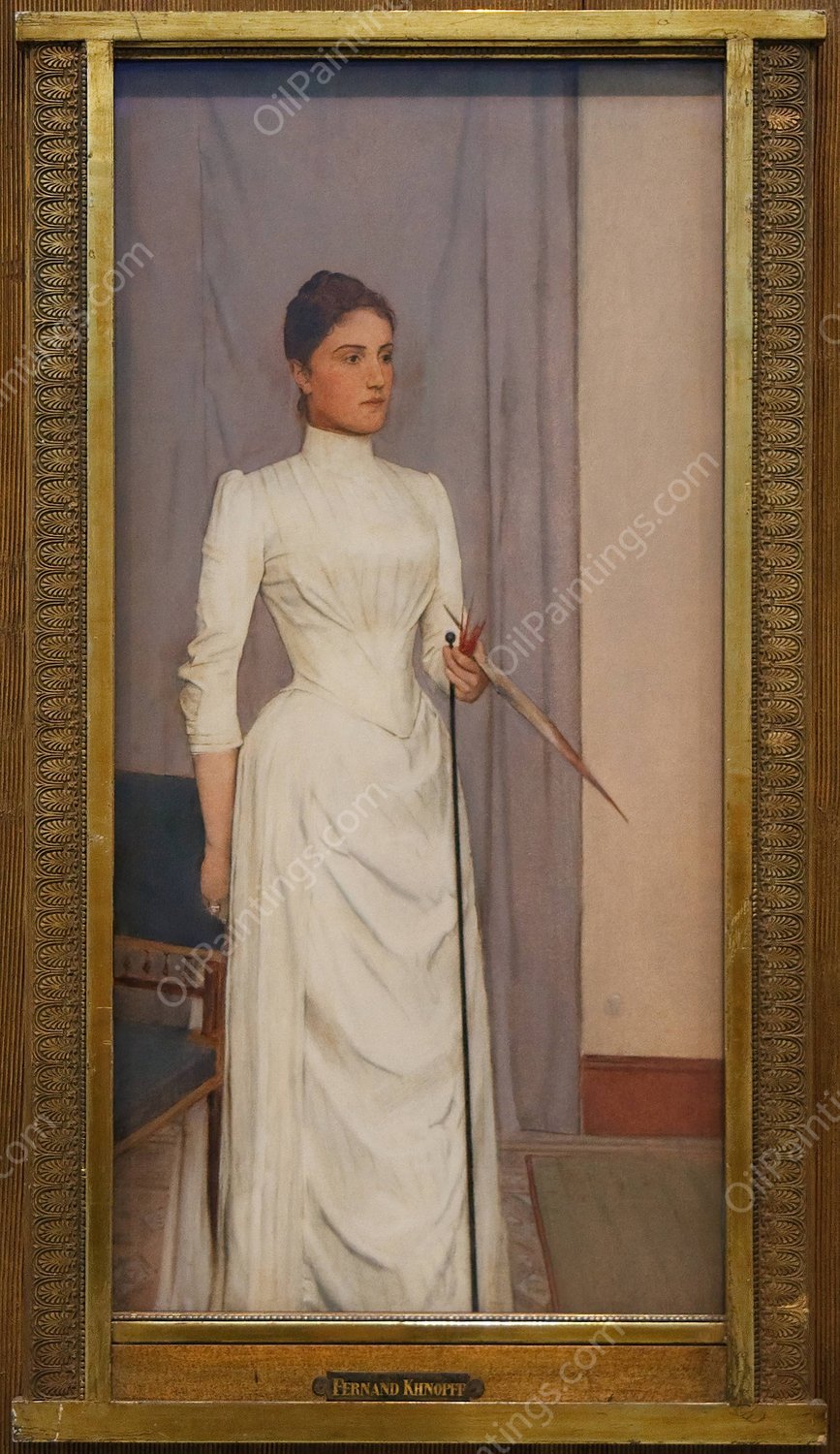 Portrait of Madeline Mabille  by Fernand Khnopff - Hand-Painted Oil Painting Reproduction