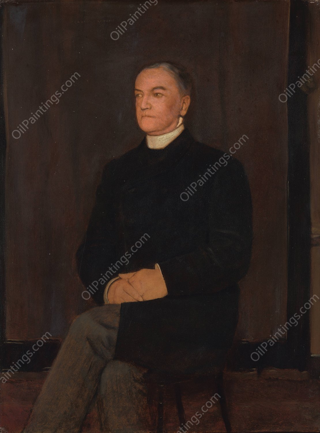 Portret van Augustinus Gerardus Hubertus van Rijckevorsel  by Fernand Khnopff - Hand-Painted Oil Painting Reproduction