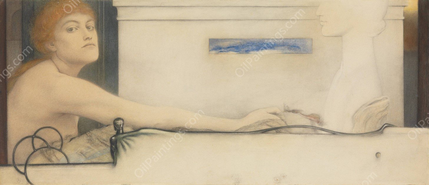 The Offering  by Fernand Khnopff - Hand-Painted Oil Painting Reproduction