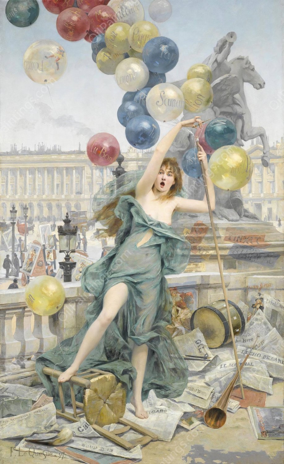 Allegorie de la publicite  by Fernand Le Quesne - Hand-Painted Oil Painting Reproduction