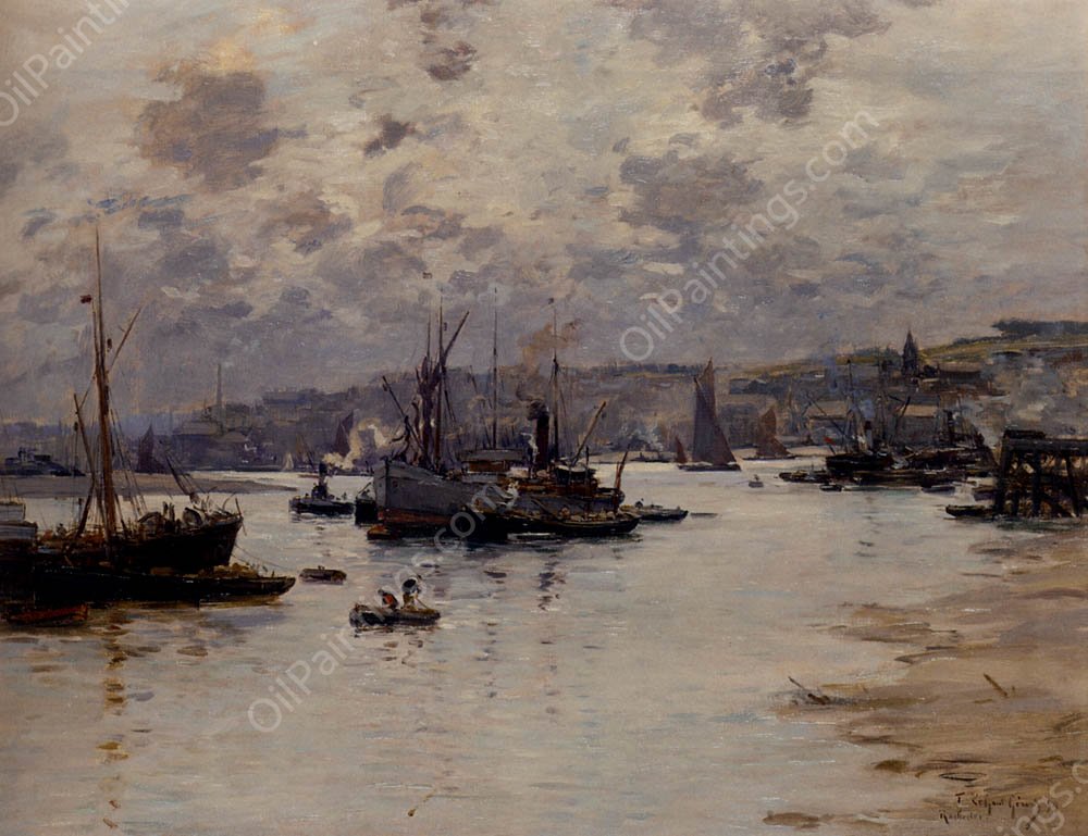 Rochester Harbour, Kent by Fernand Marie Legout-Gerard - Hand-Painted Oil Painting Reproduction