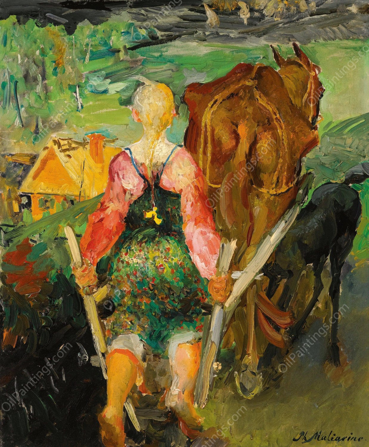 Ploughing by Filipp Malyavin - Hand-Painted Oil Painting Reproduction