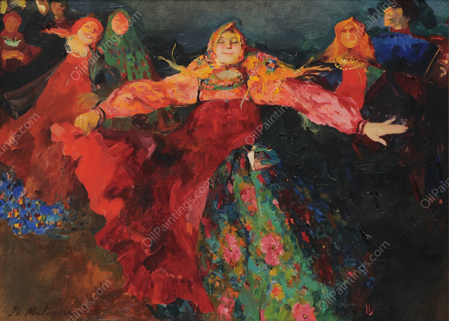 The Dance by Filipp Malyavin - Hand-Painted Oil Painting Reproduction