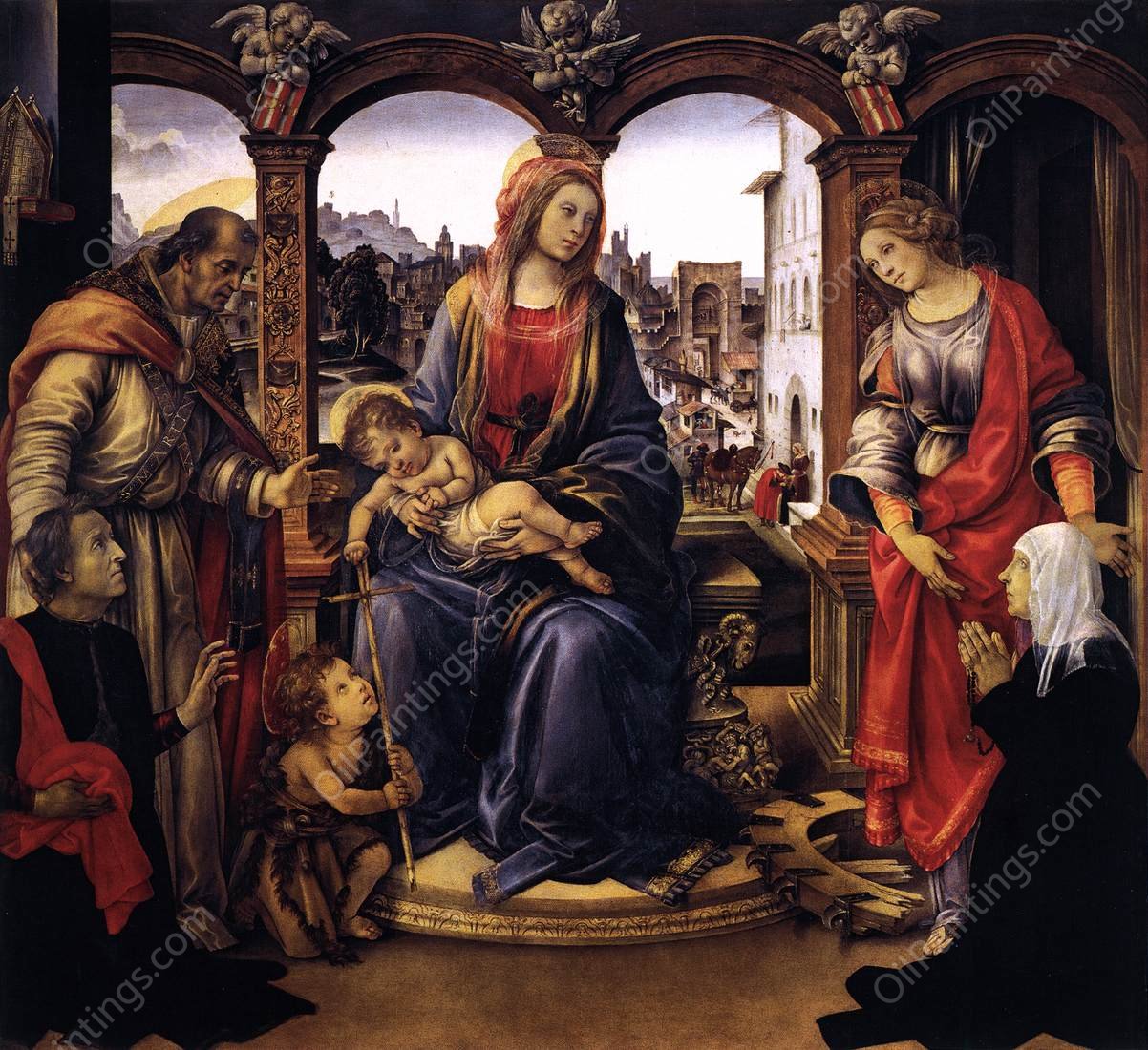 Madonna with Child and Saints by Filippino Lippi - Hand-Painted Oil Painting Reproduction