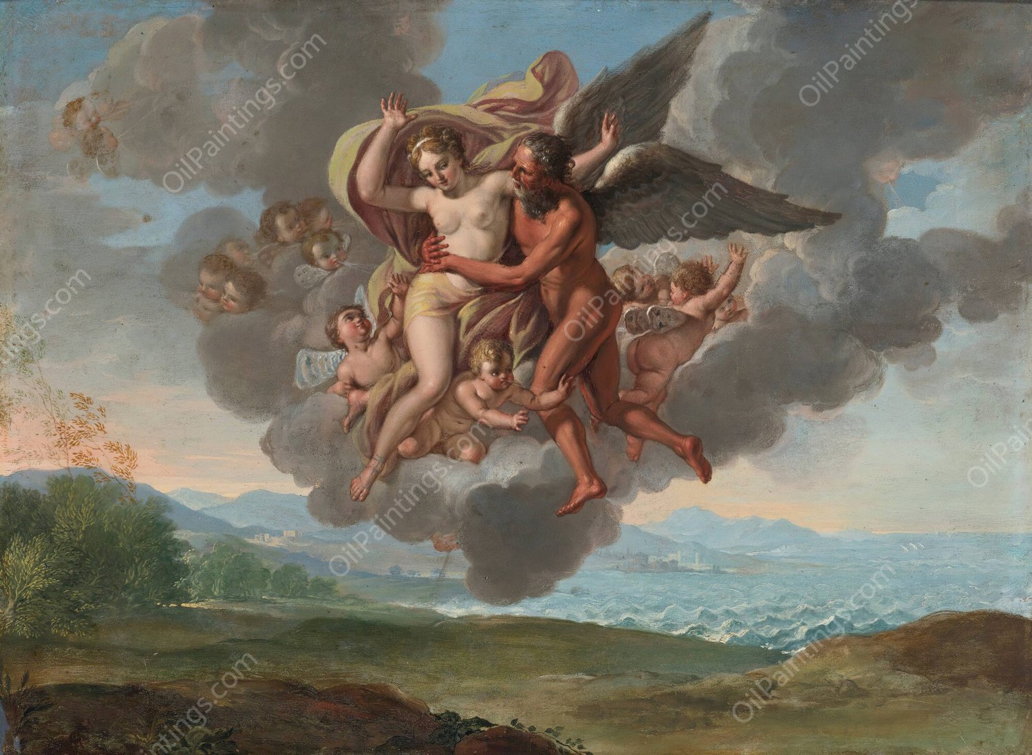 The Abduction Of Oreithyia, Daughter Of King erechtheus by Filippo Lauri - Hand-Painted Oil Painting Reproduction