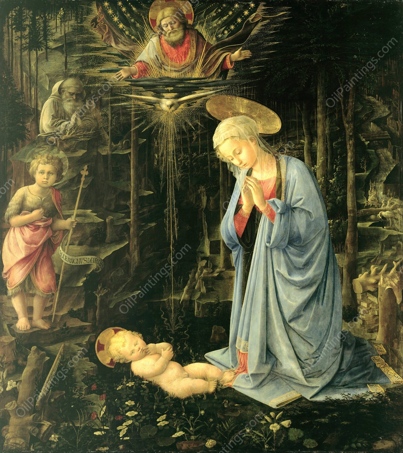The Adoration in the Forest  by Filippo Lippi - Hand-Painted Oil Painting Reproduction