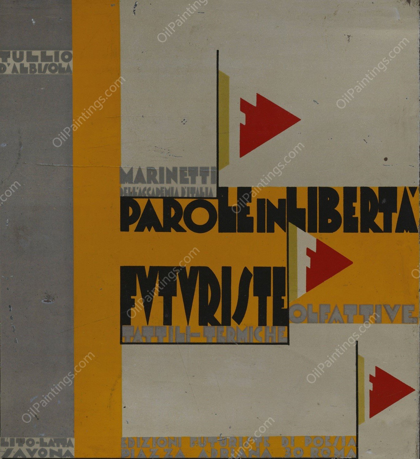 Parole in liberta; futuriste olfattive tattili-termiche Pl. 13  by Filippo Tommaso Marinetti - Hand-Painted Oil Painting Reproduction