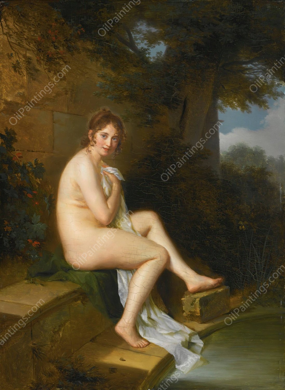 A Nude At Her Bath by Firmin Massot - Hand-Painted Oil Painting Reproduction
