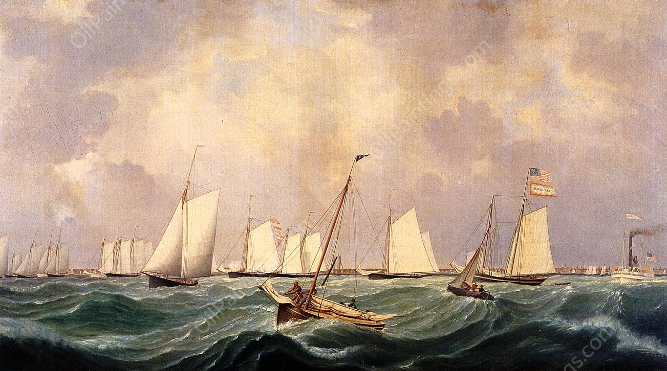 New York Yacht Club Regatta by Fitz Hugh Lane - Hand-Painted Oil Painting Reproduction