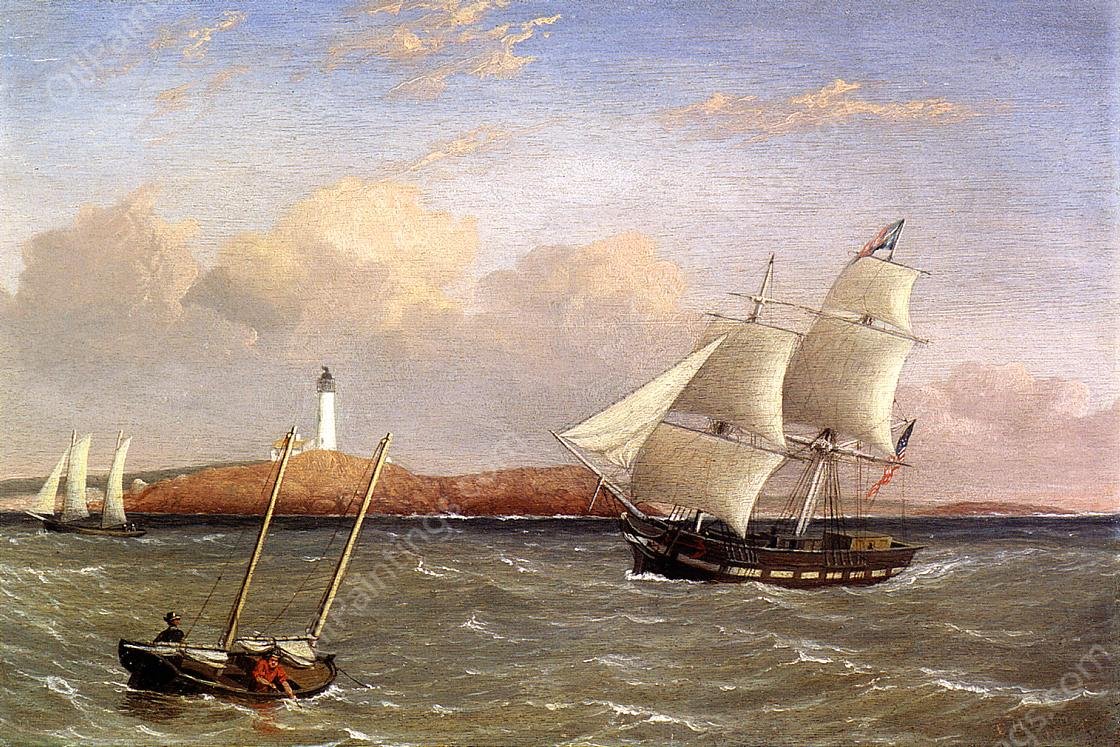 Rounding the Lighthouse by Fitz Hugh Lane - Hand-Painted Oil Painting Reproduction