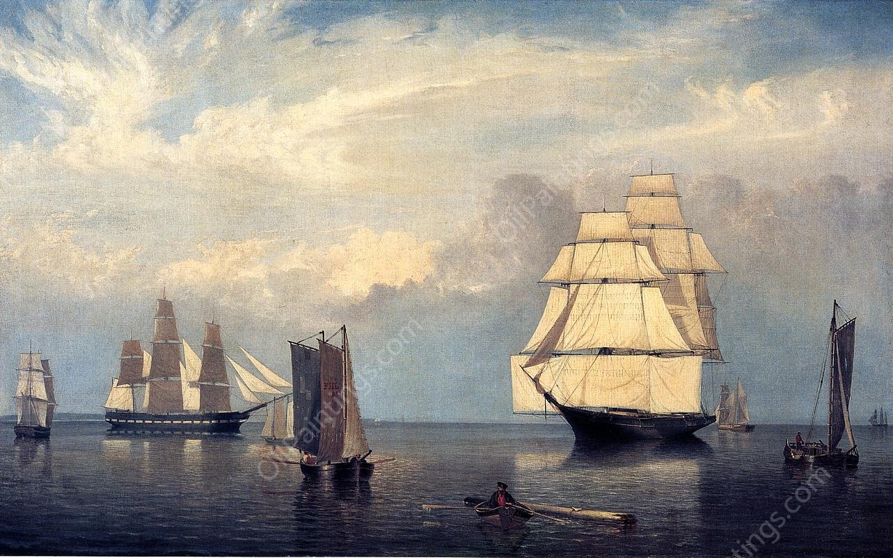Salem Harbor by Fitz Hugh Lane - Hand-Painted Oil Painting Reproduction