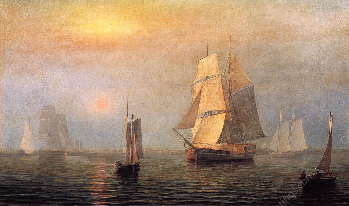 Shipping in Down East Waters by Fitz Hugh Lane - Hand-Painted Oil Painting Reproduction