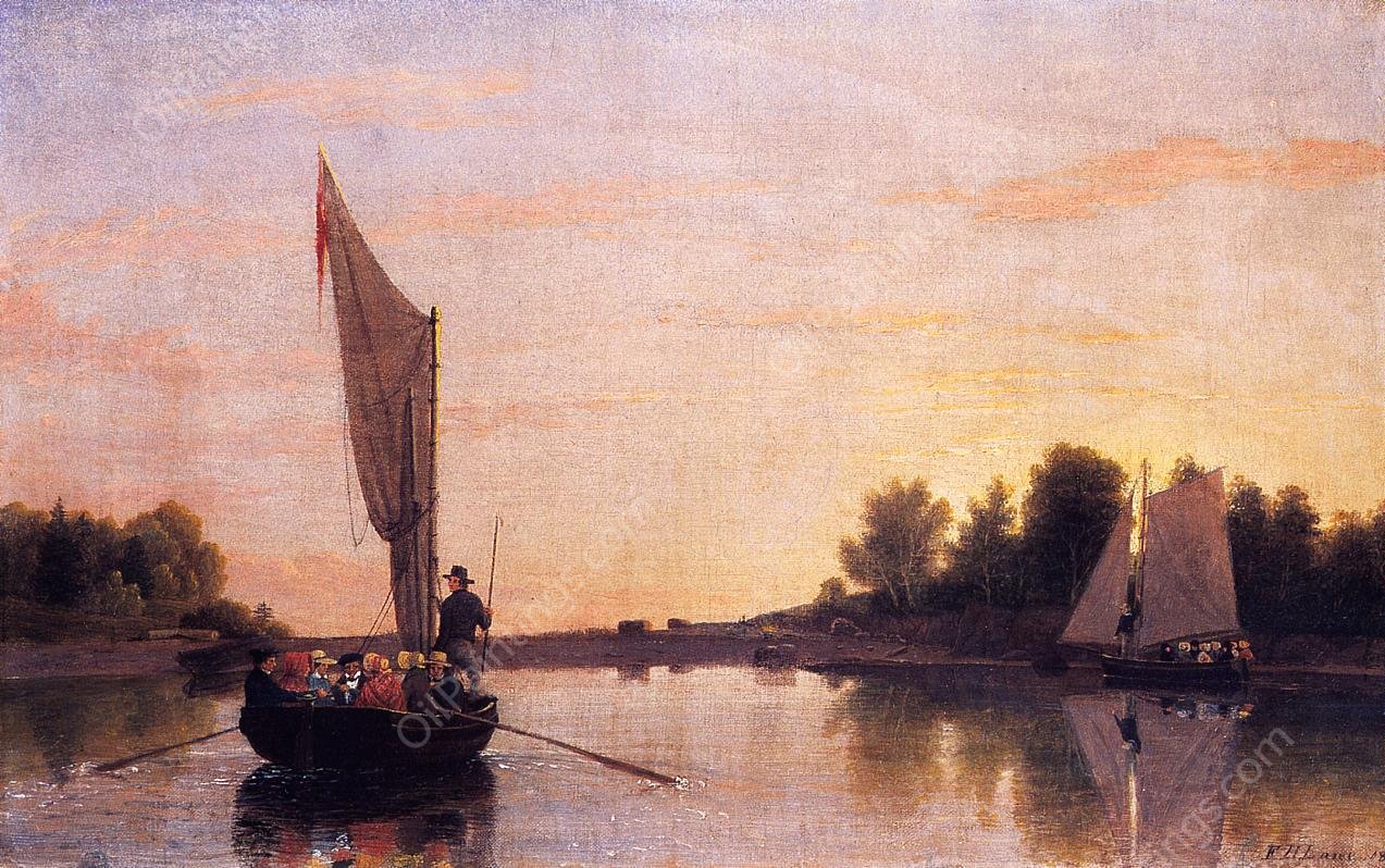 View of Indian Bar Cove by Fitz Hugh Lane - Hand-Painted Oil Painting Reproduction