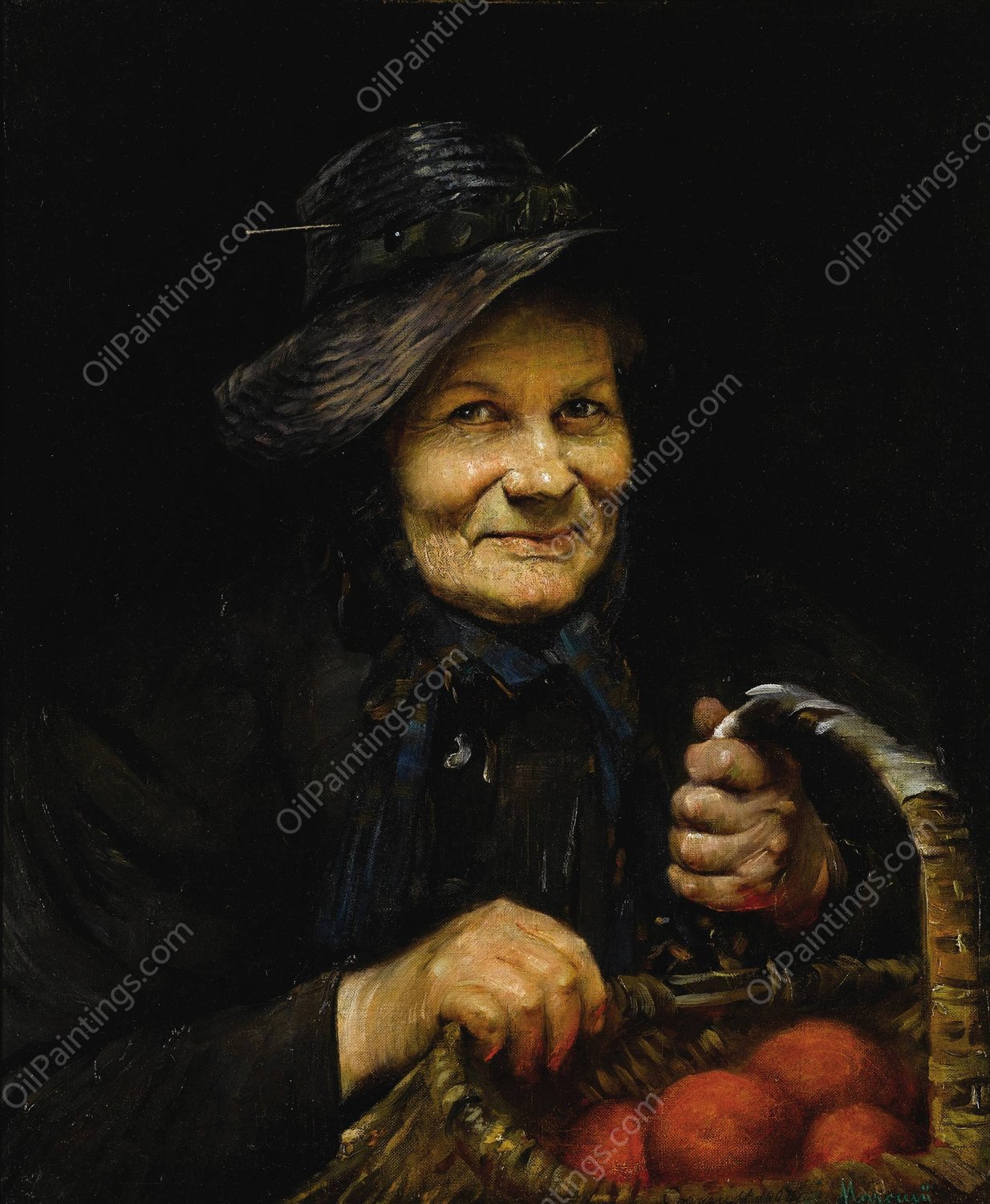 Portrait of Woman with Oranges  by Flora Thomas Mccaig - Hand-Painted Oil Painting Reproduction