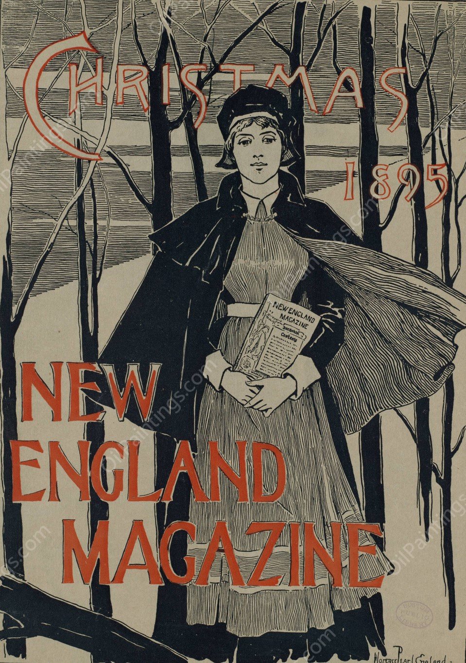 New England magazine Christmas 1895  by Florence England Nosworthy - Hand-Painted Oil Painting Reproduction