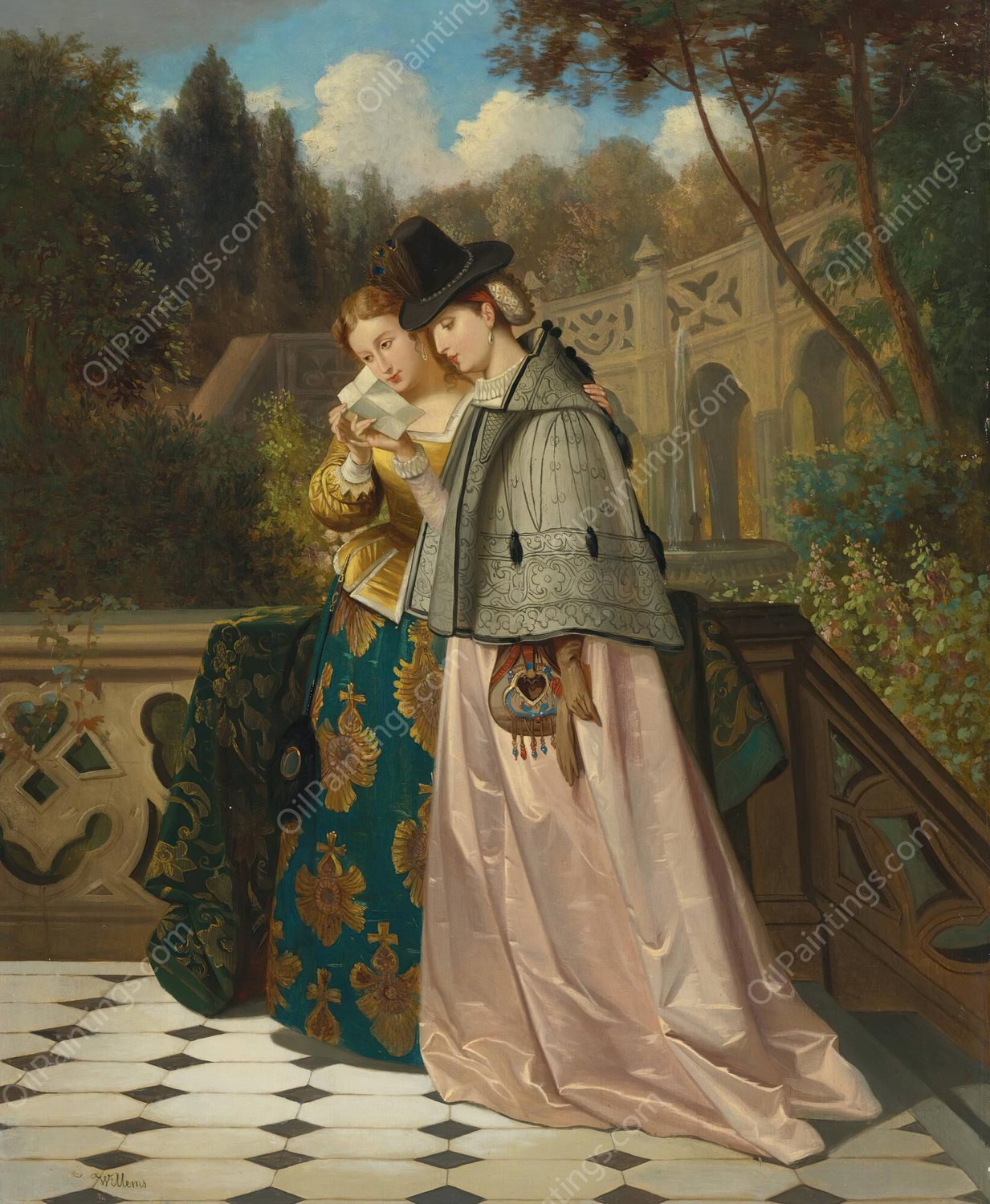 The letter by Florent Willems - Hand-Painted Oil Painting Reproduction