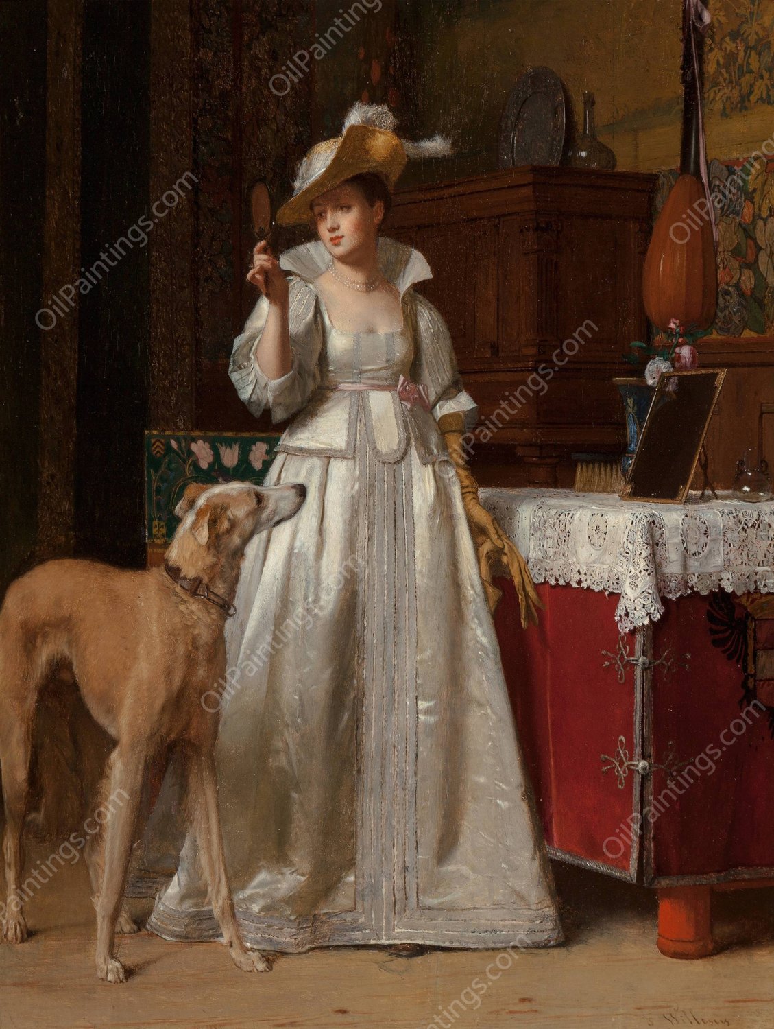 Un dernier regard by Florent Willems - Hand-Painted Oil Painting Reproduction