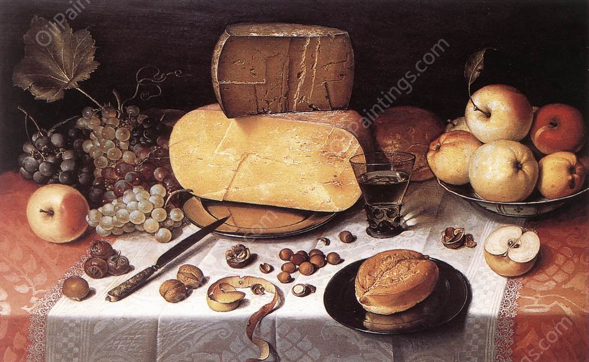 Still-Life with Fruit, Nuts and Cheese by Floris Claesz Van Dijck - Hand-Painted Oil Painting Reproduction