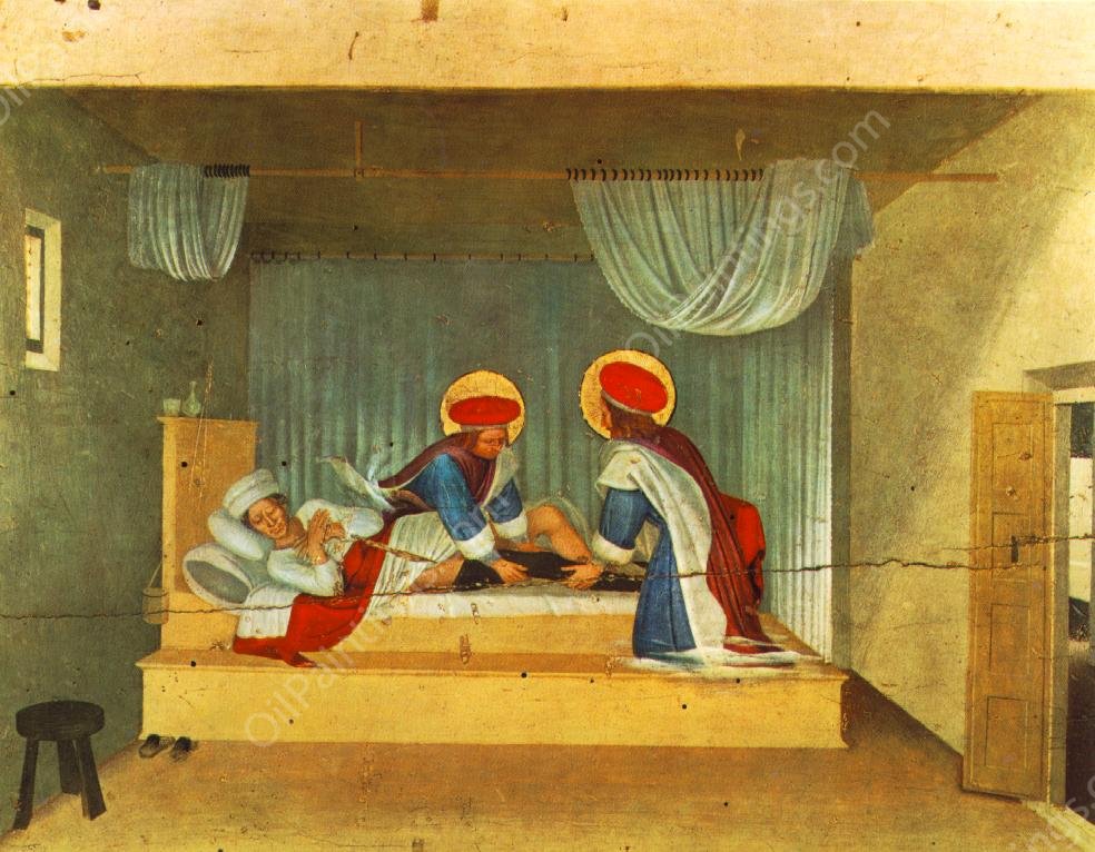 The Healing of Justinian by Saint Cosmas and Saint Damian by Fra Angelico - Hand-Painted Oil Painting Reproduction