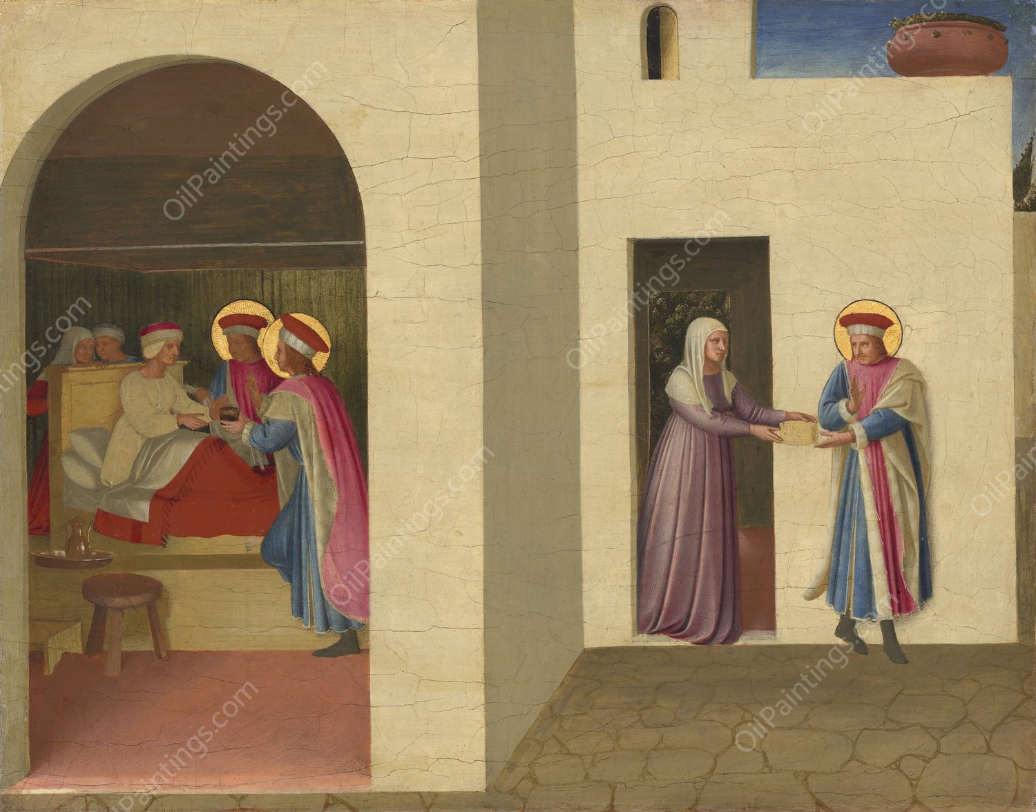 The Healing of Palladia by Saint Cosmas and Saint Damian  by Fra Angelico - Hand-Painted Oil Painting Reproduction