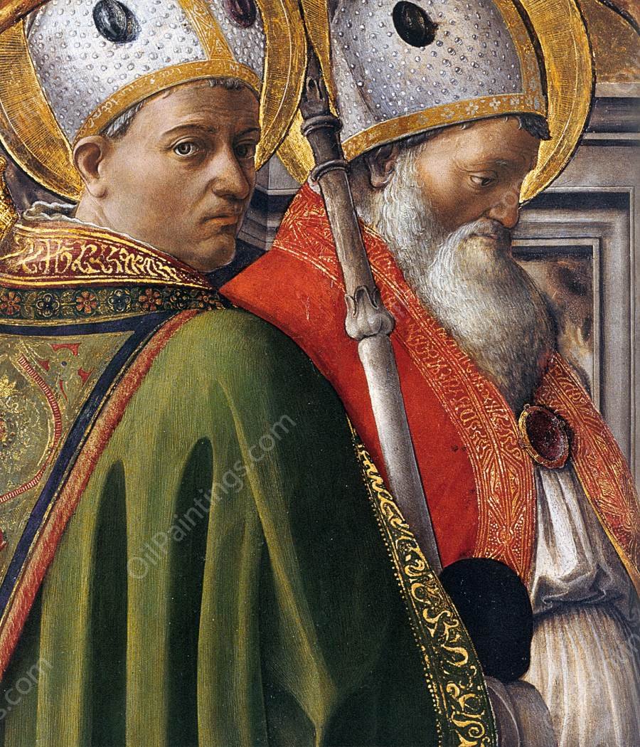 Sts Augustine and Ambrose Detail by Fra Filippo Lippi - Hand-Painted Oil Painting Reproduction