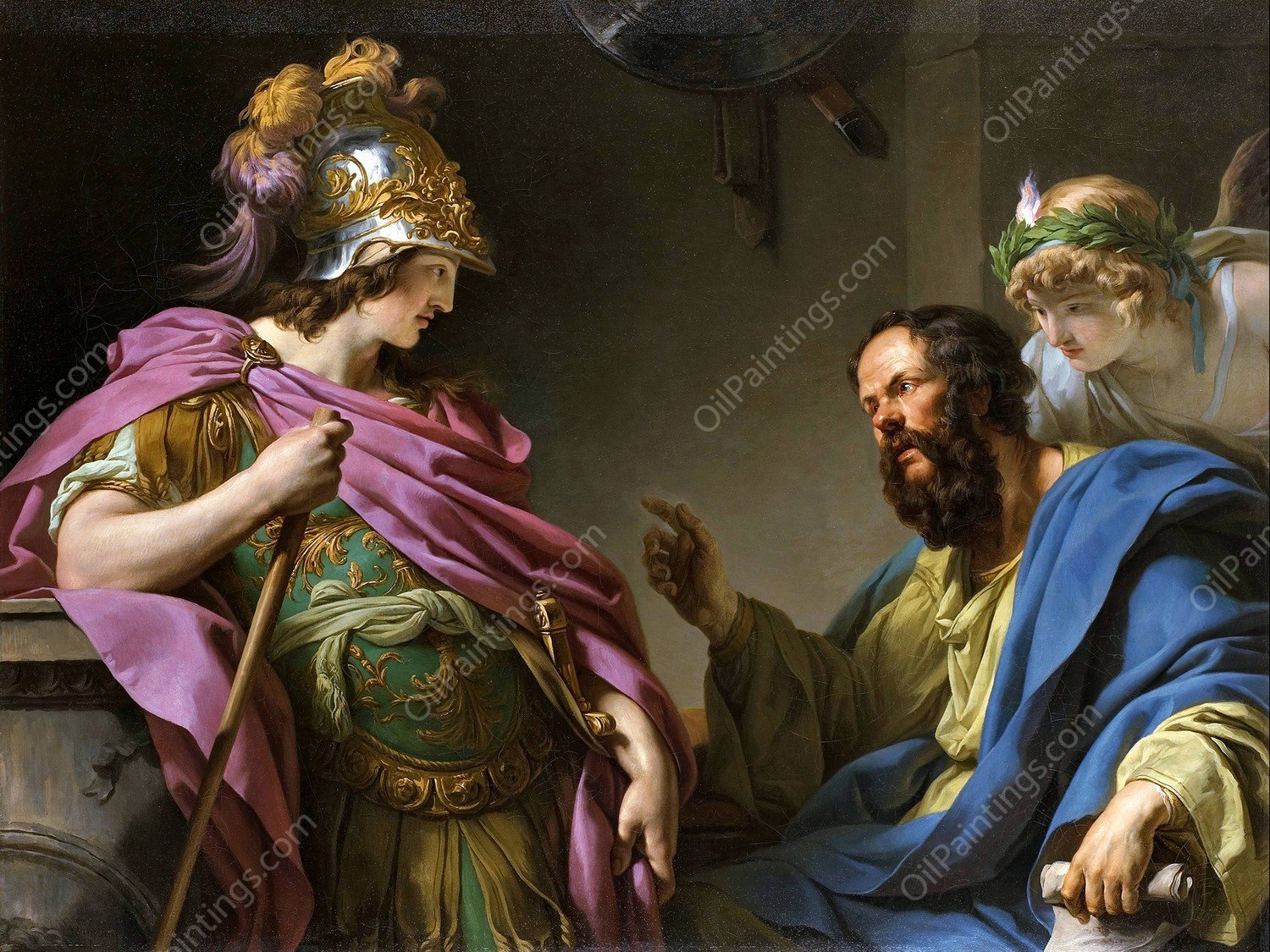 Alcibades Being Taught By Socrates  by Francois-Andre Vincent - Hand-Painted Oil Painting Reproduction