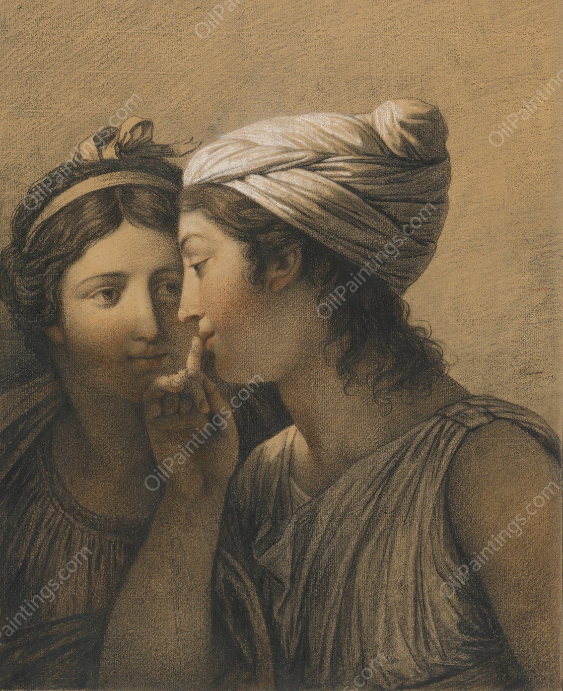 Le Secret  by Francois-Andre Vincent - Hand-Painted Oil Painting Reproduction