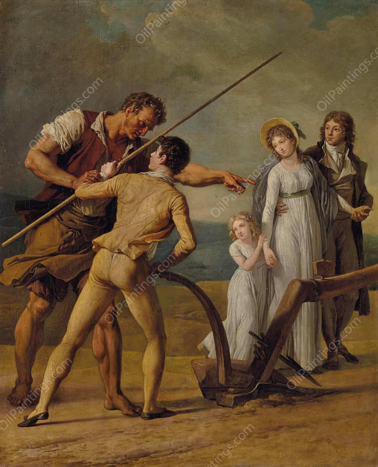 The Ploughing Lesson; a Study For 'l'agriculture' by Francois-Andre Vincent - Hand-Painted Oil Painting Reproduction