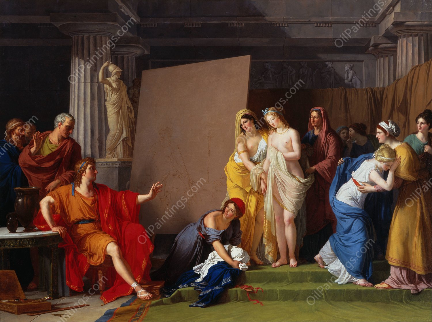 Zeuxis Choosing His Models For The Image Of Helen From Among The Girls Of Croton  by Francois-Andre Vincent - Hand-Painted Oil Painting Reproduction