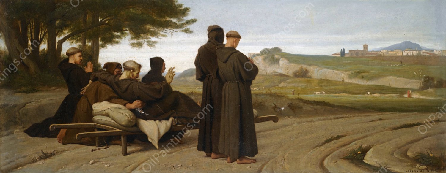 Saint Francois D'assise Transporte Mourant a Sainte-Marie Des Anges, Benit La Ville D'assise  by Francois-Leon Benouville - Hand-Painted Oil Painting Reproduction