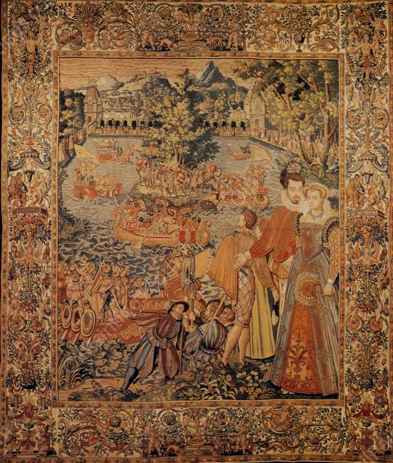 Valois Tapestries: Festival on the Water by Francois Spiering - Hand-Painted Oil Painting Reproduction