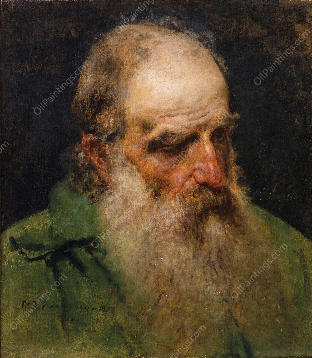 Head Of A Man Looking Down  by Francesco Hayez - Hand-Painted Oil Painting Reproduction