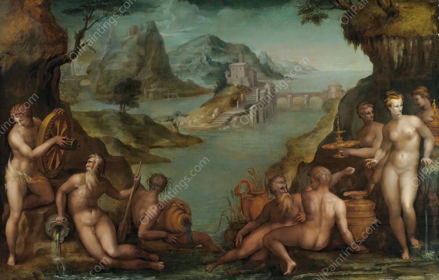 Water Deities by Francesco Morandini - Hand-Painted Oil Painting Reproduction