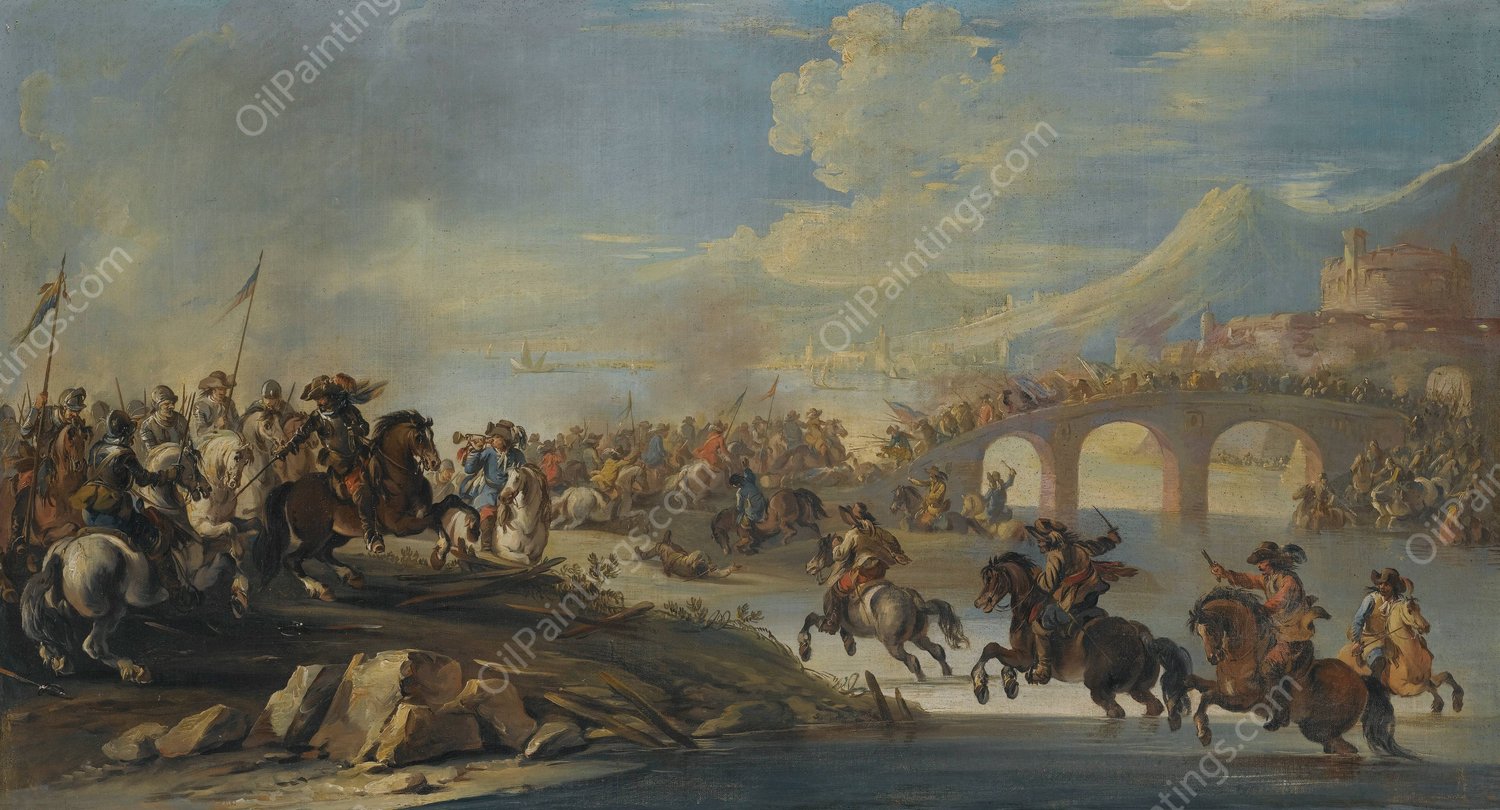 Battle Scene by Francesco Simonini - Hand-Painted Oil Painting Reproduction