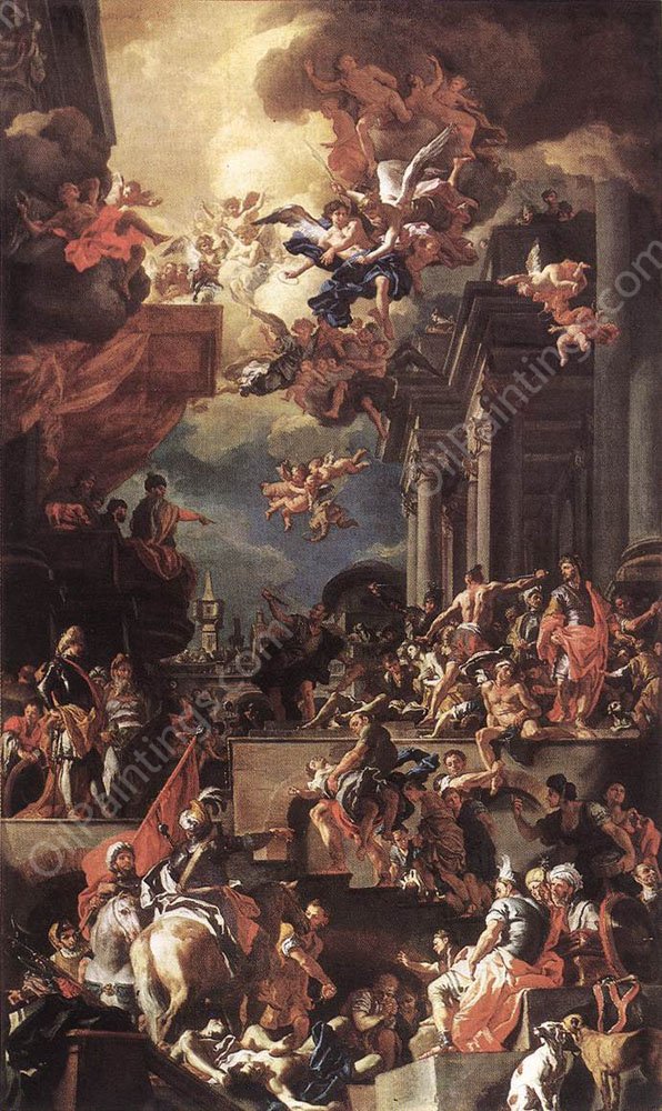 The Massacre of the Giustiniani at Chios by Francesco Solimena - Hand-Painted Oil Painting Reproduction
