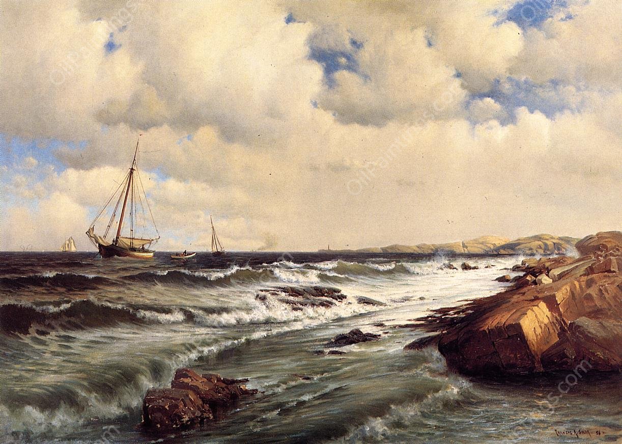 Autumn Afternoon on the New England Coast by Francis A. Silva - Hand-Painted Oil Painting Reproduction