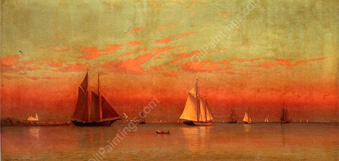 Evening in Gloucester Harbor by Francis A. Silva - Hand-Painted Oil Painting Reproduction