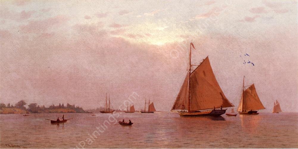 Ships Becalmed by Francis A. Silva - Hand-Painted Oil Painting Reproduction