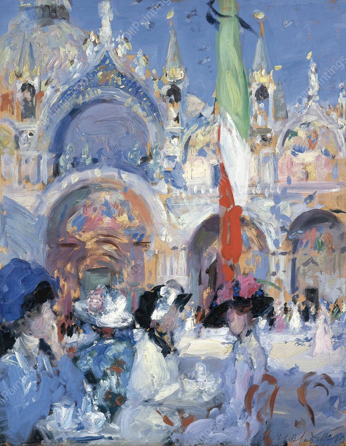 Florian's Cafe, Venice  by Francis Campbell Boileau Cadell - Hand-Painted Oil Painting Reproduction