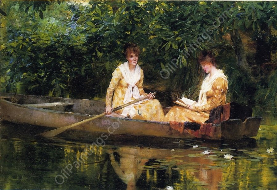 Woman in a Rowboat by Francis Coates Jones - Hand-Painted Oil Painting Reproduction