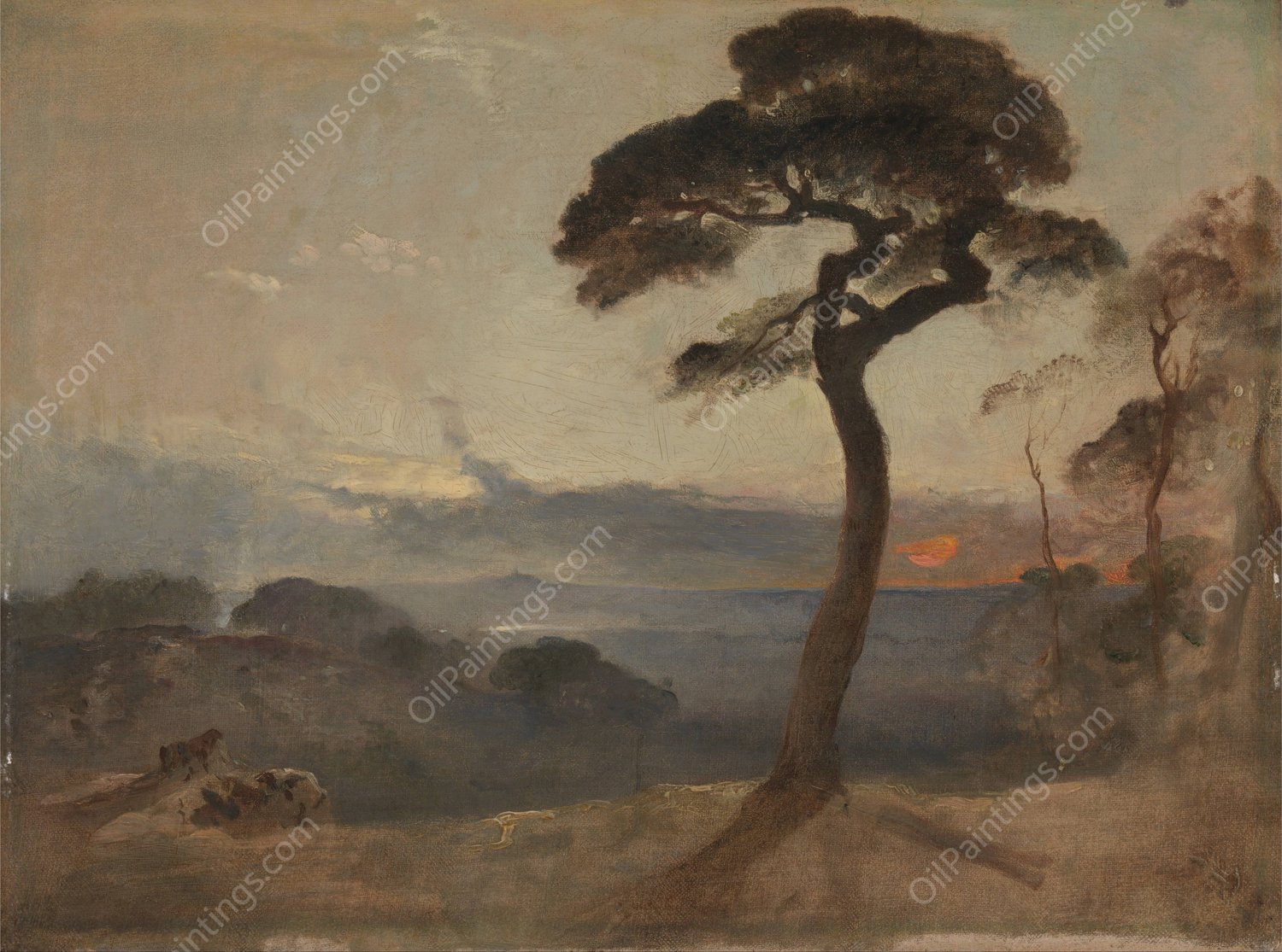 Hampstead Heath, Sunset  by Francis Danby - Hand-Painted Oil Painting Reproduction