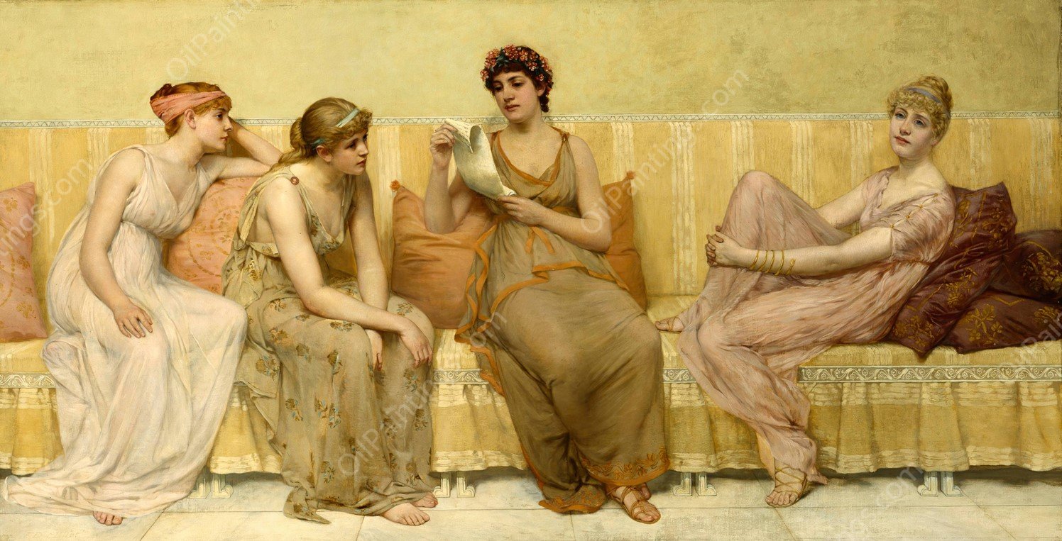 Reading the Story of Oenone  by Francis Davis Millet - Hand-Painted Oil Painting Reproduction